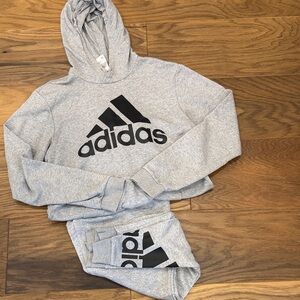 Adidas Light Gray Hoodie and Joggers Set